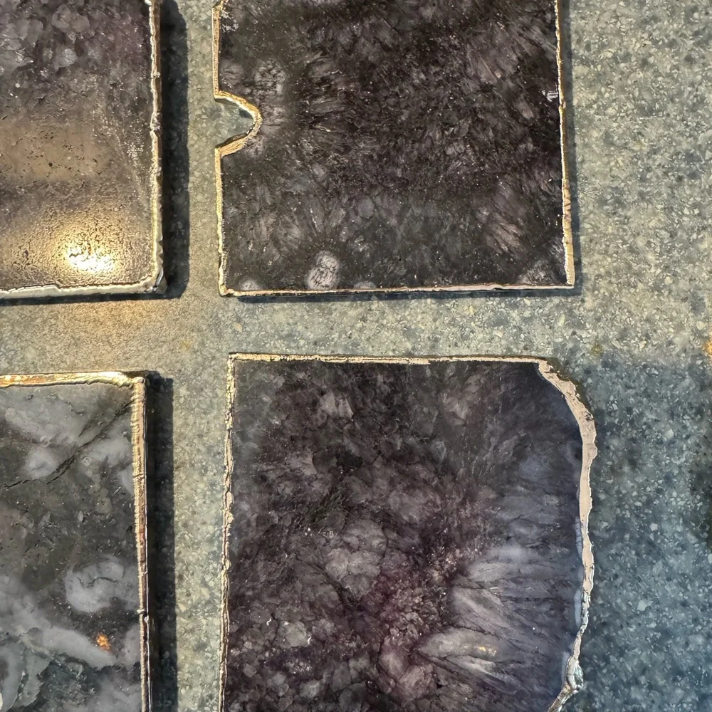 Marble coaster 1 pcs  Anthropologie dark purple and gold